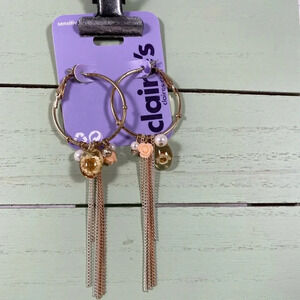🆕 Claire’s Hoop Earrings with Dangling Accents